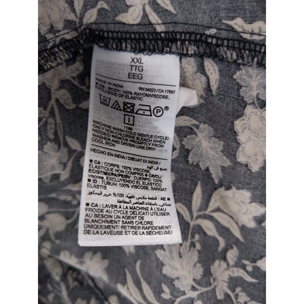 Old Navy Floral Mini Dress XXL Black Smocked Back Rayon Sleeveless Pockets - Picture 8 of 9